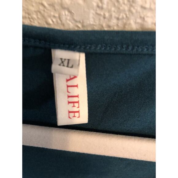 Halife Womens Dress XL Dark Teal Tiered Faux Button Long Sleeve Lightweight Flaw - Picture 2 of 9